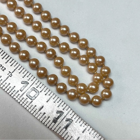 Sterling VTG 50's Simulated Pearls Golden Champagne Double Strand 23" - Picture 6 of 12